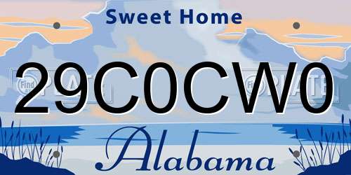 29C0CW0 Alabama License Plate