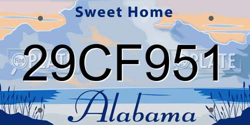 29CF951 Alabama License Plate