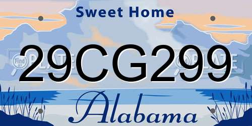 29CG299 Alabama License Plate