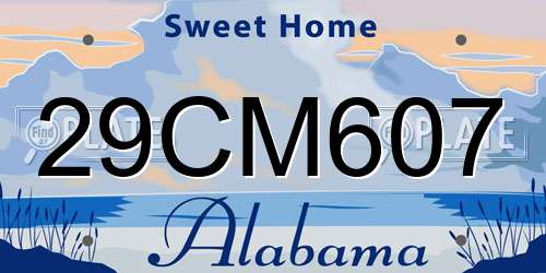 29CM607 Alabama License Plate