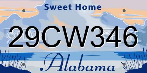 29CW346 Alabama License Plate