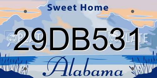 29DB531 Alabama License Plate