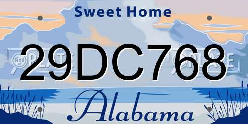 29DC768 Alabama License Plate