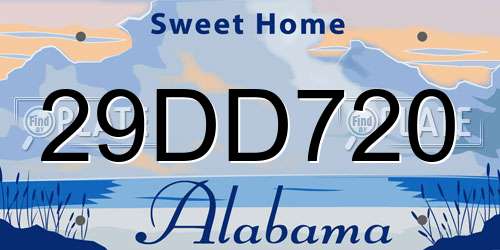 29DD720 Alabama License Plate