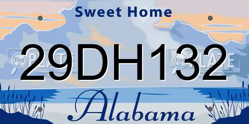 29DH132 Alabama License Plate