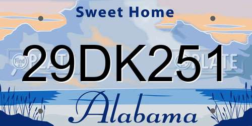 29DK251 Alabama License Plate