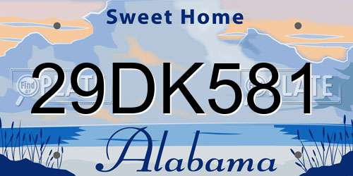 29DK581 Alabama License Plate