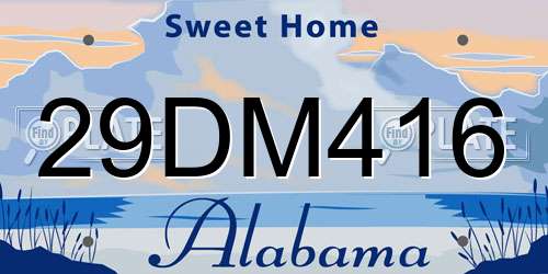 29DM416 Alabama License Plate
