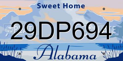 29DP694 Alabama License Plate