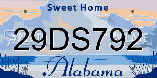 29DS792 Alabama License Plate