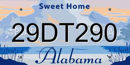 29DT290 Alabama License Plate