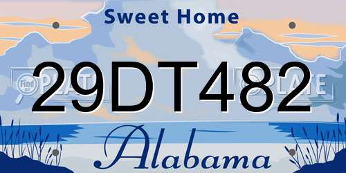 29DT482 Alabama License Plate