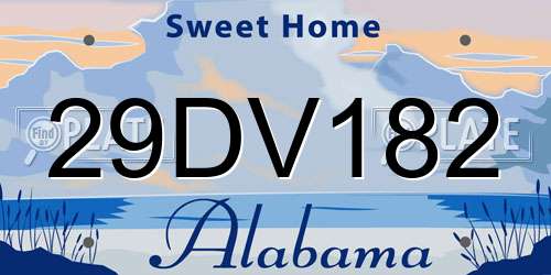 29DV182 Alabama License Plate