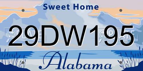 29DW195 Alabama License Plate