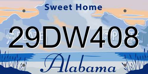 29DW408 Alabama License Plate