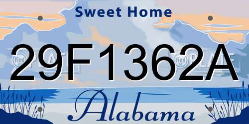 29F1362A Alabama License Plate