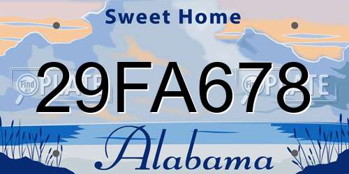 29FA678 Alabama License Plate