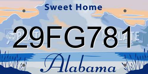 29FG781 Alabama License Plate