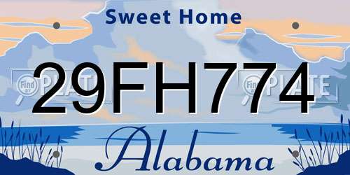 29FH774 Alabama License Plate