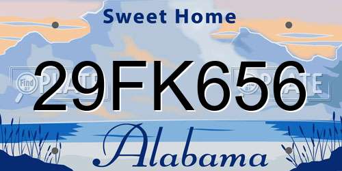 29FK656 Alabama License Plate