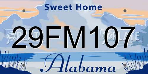 29FM107 Alabama License Plate