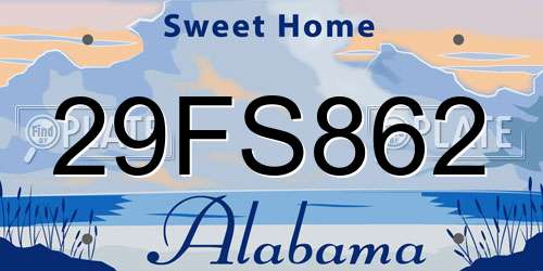 29FS862 Alabama License Plate