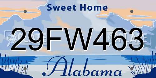 29FW463 Alabama License Plate