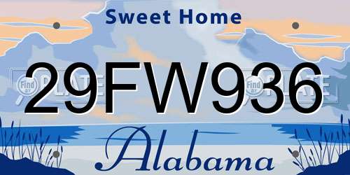 29FW936 Alabama License Plate