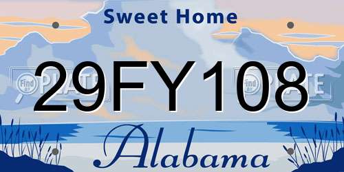 29FY108 Alabama License Plate