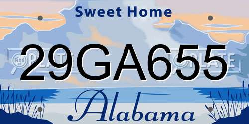 29GA655 Alabama License Plate