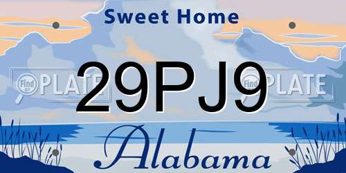 29PJ9 Alabama License Plate