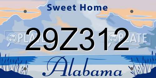 29Z312 Alabama License Plate