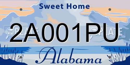 2A001PU Alabama License Plate