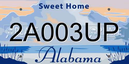 2A003UP Alabama License Plate