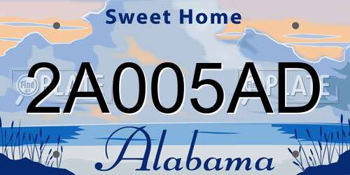 2A005AD Alabama License Plate