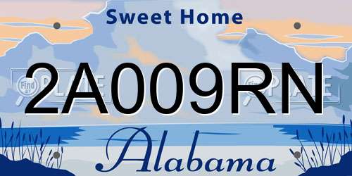 2A009RN Alabama License Plate