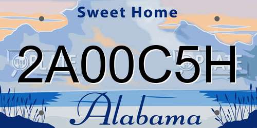 2A00C5H Alabama License Plate