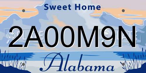 2A00M9N Alabama License Plate