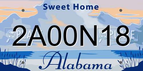2A00N18 Alabama License Plate