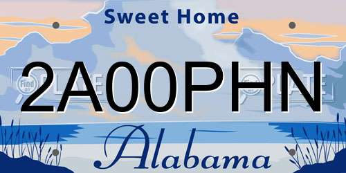 2A00PHN Alabama License Plate