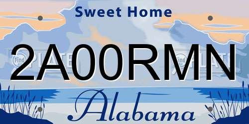 2A00RMN Alabama License Plate