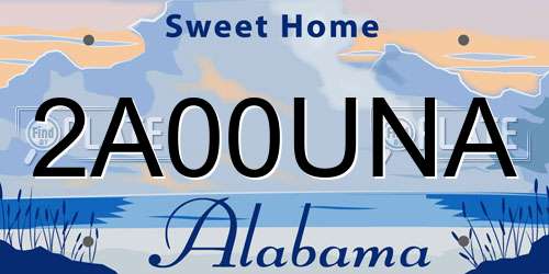 2A00UNA Alabama License Plate
