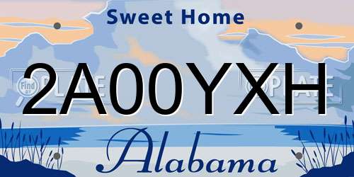 2A00YXH Alabama License Plate