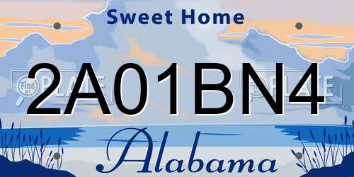 2A01BN4 Alabama License Plate