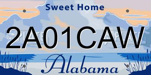 2A01CAW Alabama License Plate