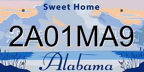 2A01MA9 Alabama License Plate