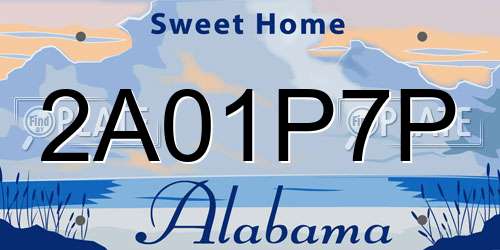 2A01P7P Alabama License Plate