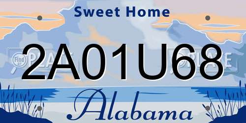 2A01U68 Alabama License Plate