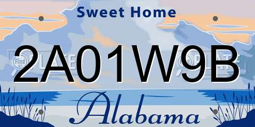 2A01W9B Alabama License Plate