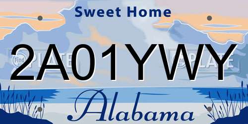 2A01YWY Alabama License Plate